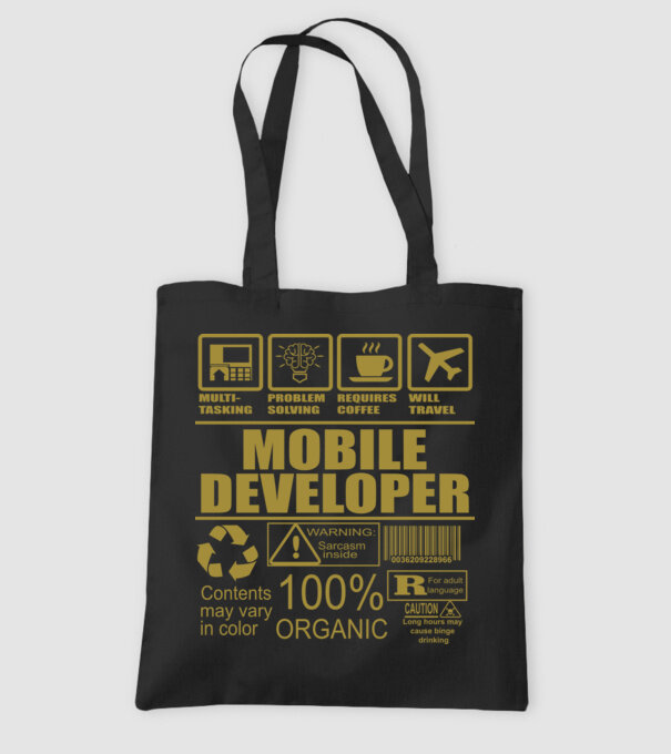 Mobile developer model negru pe tricou