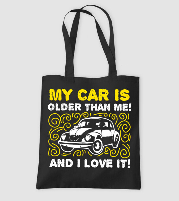 My car is older than me and I love it model negru pe tricou