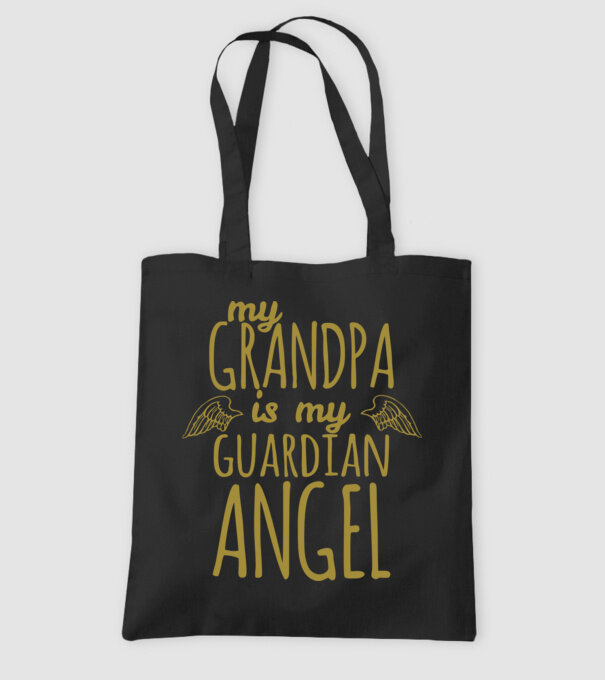 My grandpa is my guardian angel model negru pe tricou