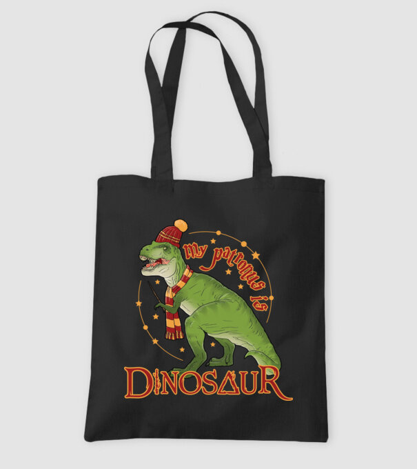 My patronus is dinosaur model negru pe tricou