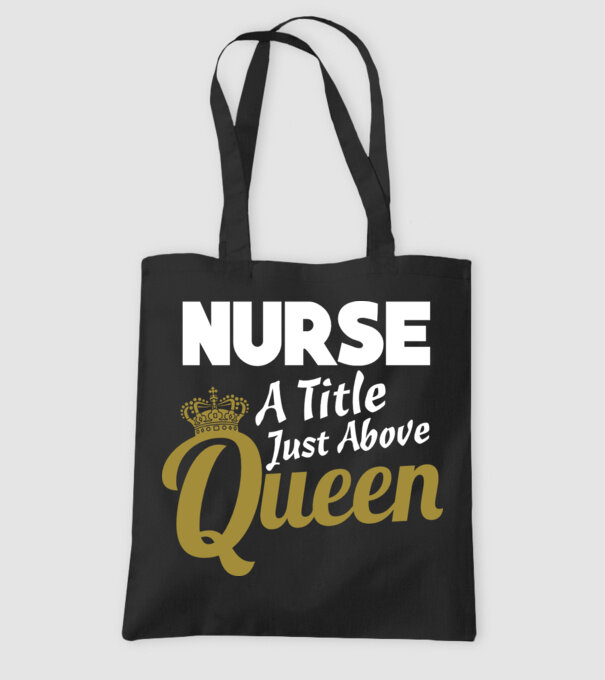 Nurse a title just above Queen model negru pe tricou