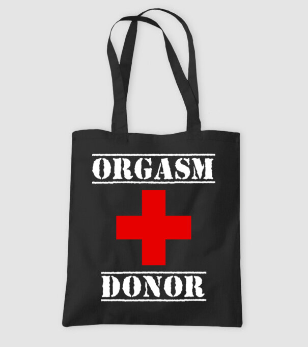 Orgasm Donor model negru pe tricou