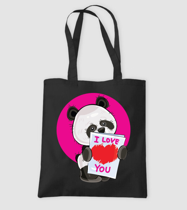 dragoste panda model negru pe tricou