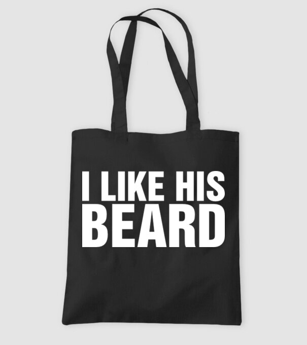 Motiv cuplu I like his beard model negru pe tricou