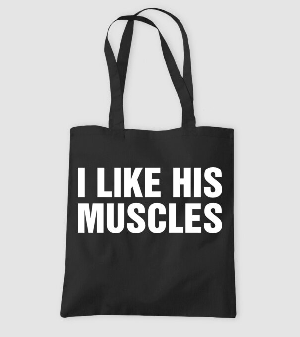 Motiv cuplu I like his muscles model negru pe tricou