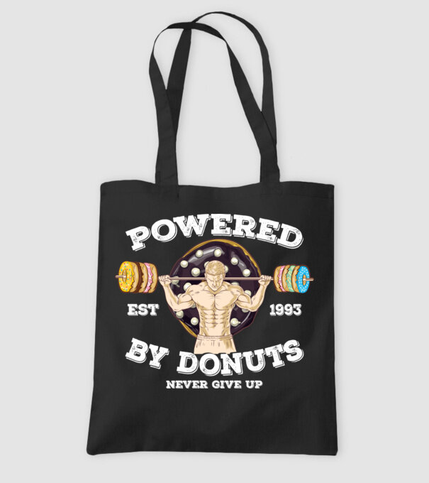 Powered by donuts model negru pe tricou