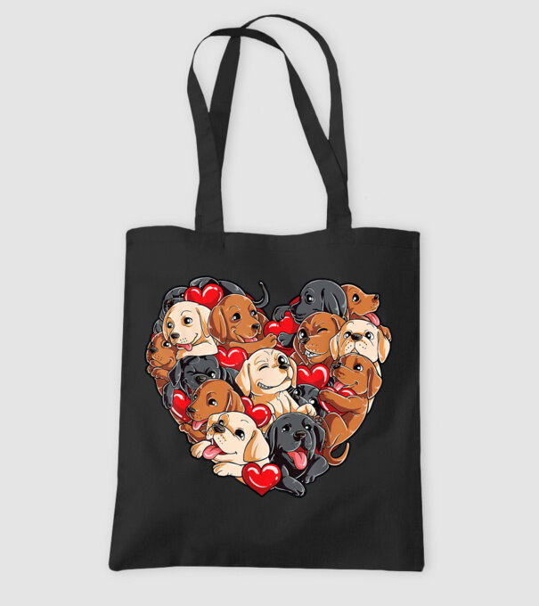 Puppy Heart model negru pe tricou