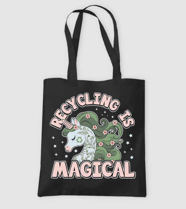 Recycling is magical model negru pe tricou