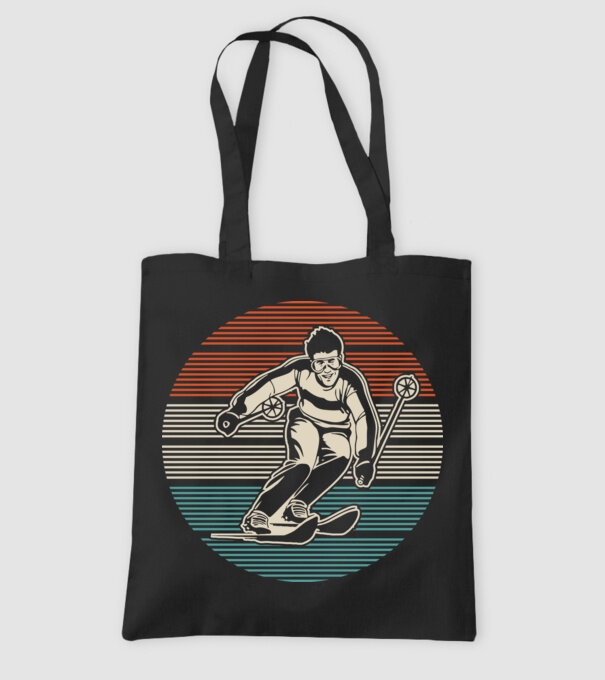 Retro circle ski model negru pe tricou