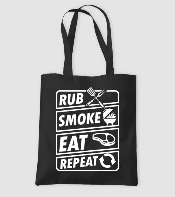 Rub Smoke Eat Repeat model negru pe tricou
