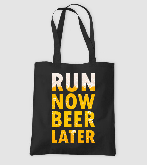 Run now beer later model negru pe tricou