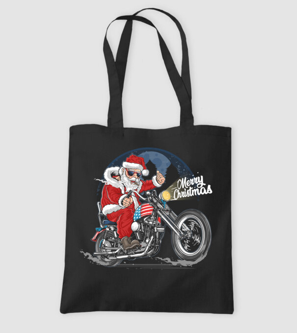 Santa Motocicletă Merry Christmas model negru pe tricou