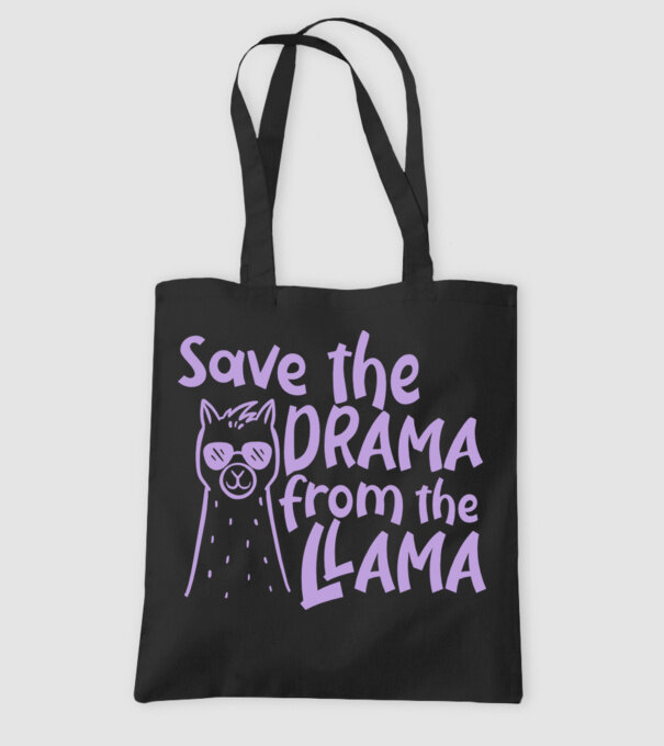 Save the drama from the llama model negru pe tricou