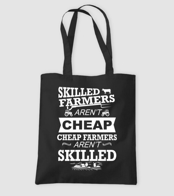 'Skilled farmers aren''t cheap Cu tractor' model negru pe tricou