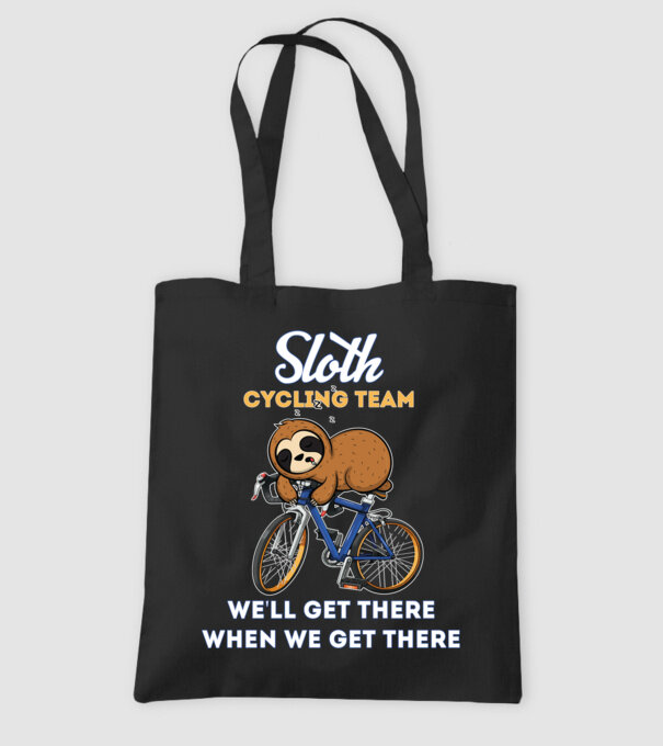 Sloth cycling team model negru pe tricou