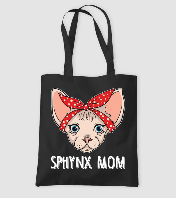 sphynx mom model negru pe tricou
