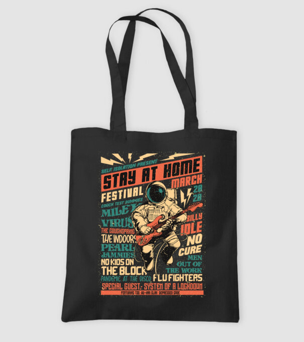Stay at home festival model negru pe tricou