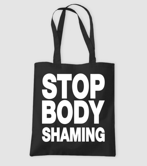 Stop body shaming helvetica model negru pe tricou