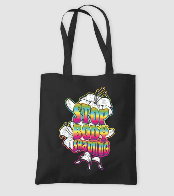 Stop body shaming lily model negru pe tricou
