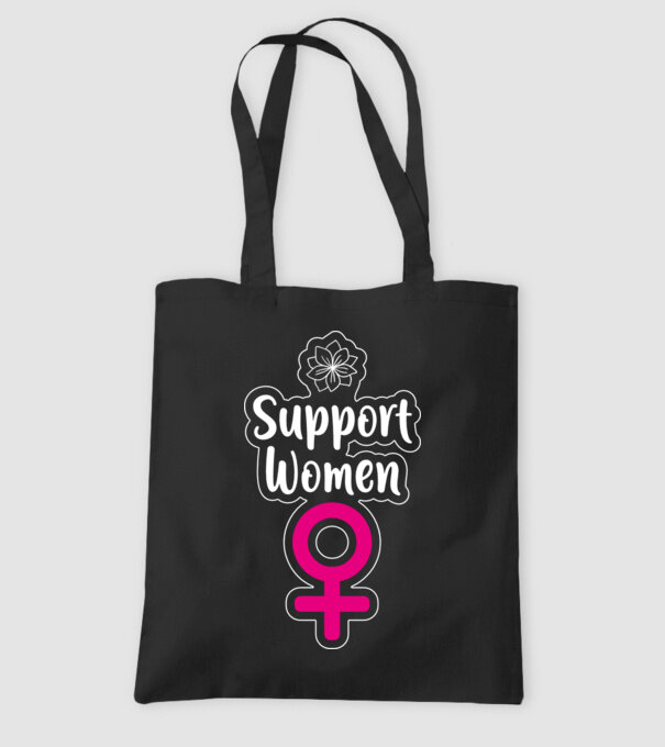Support Women model negru pe tricou