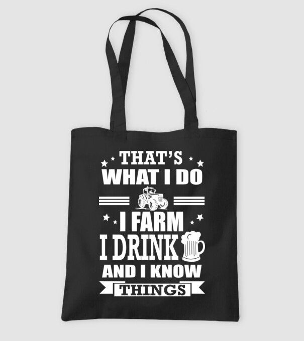 'That''s what I do, I farm, I drink' model negru pe tricou