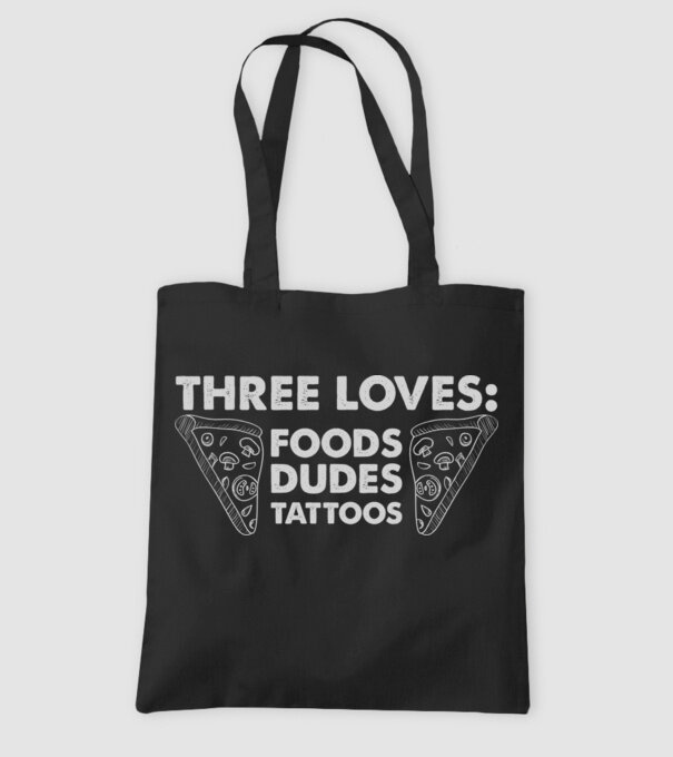 Three loves model negru pe tricou