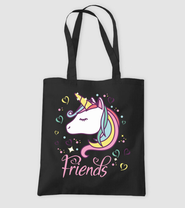 Unicorn Friend model negru pe tricou
