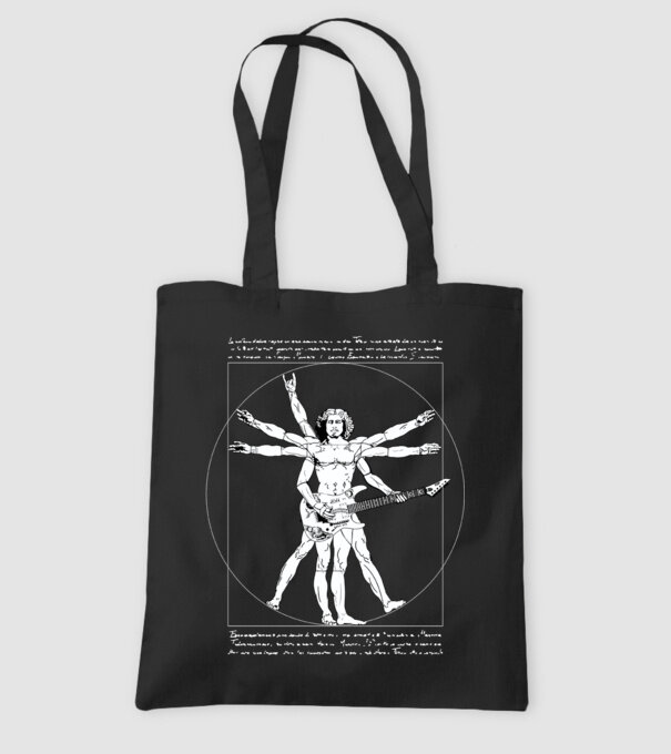 Vitruvius Guitar model negru pe tricou