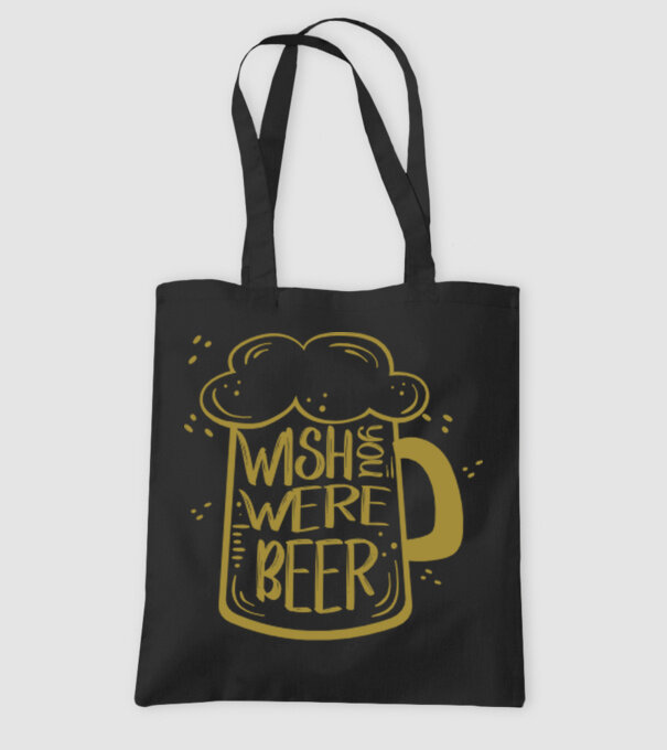 Wish u were beer model negru pe tricou