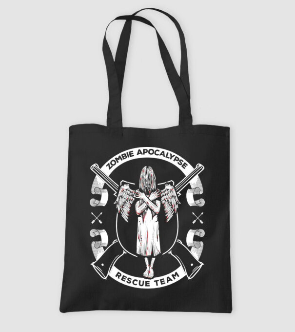 Zombie apocalypse rescue team angel model negru pe tricou