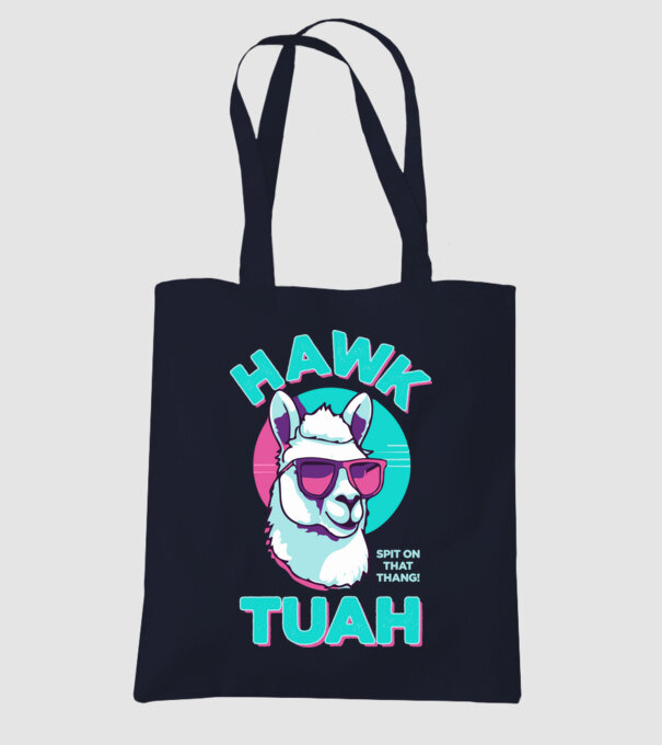 Hawk tuah llama retro sunglasses model albastru închis pe tricou
