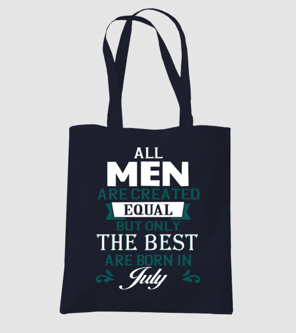 All men created equal but only the beat are born in july model albastru închis pe tricou