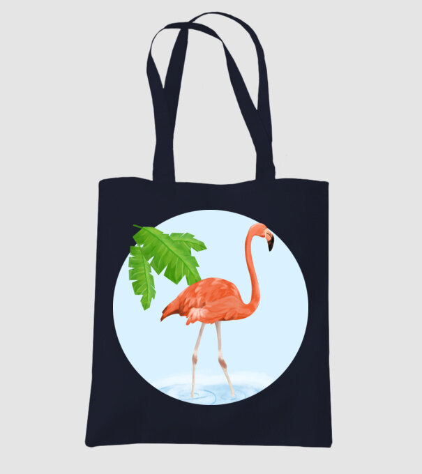 Flamingo model albastru închis pe tricou