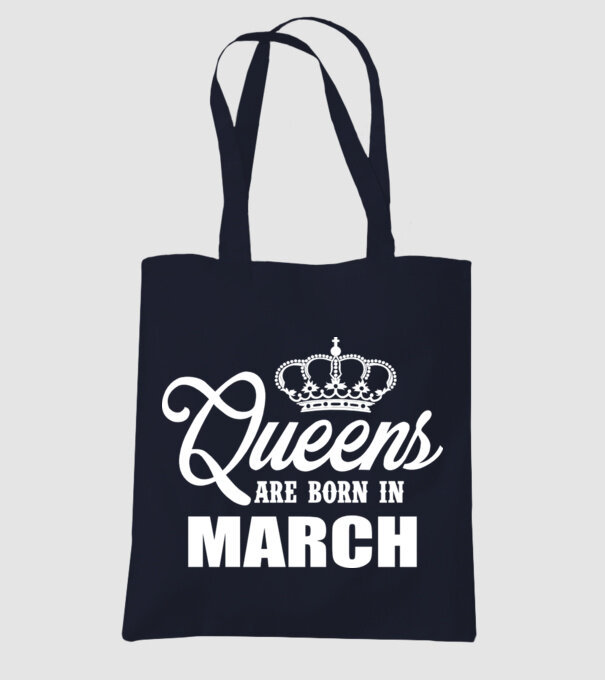Queens are born in March model albastru închis pe tricou