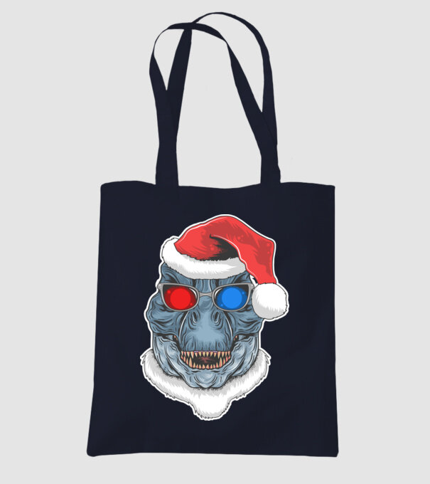 Santasaurus Rex model albastru închis pe tricou