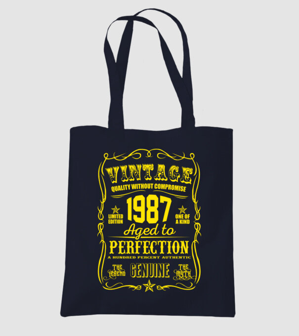Vintage Perfection - 1987 model albastru închis pe tricou