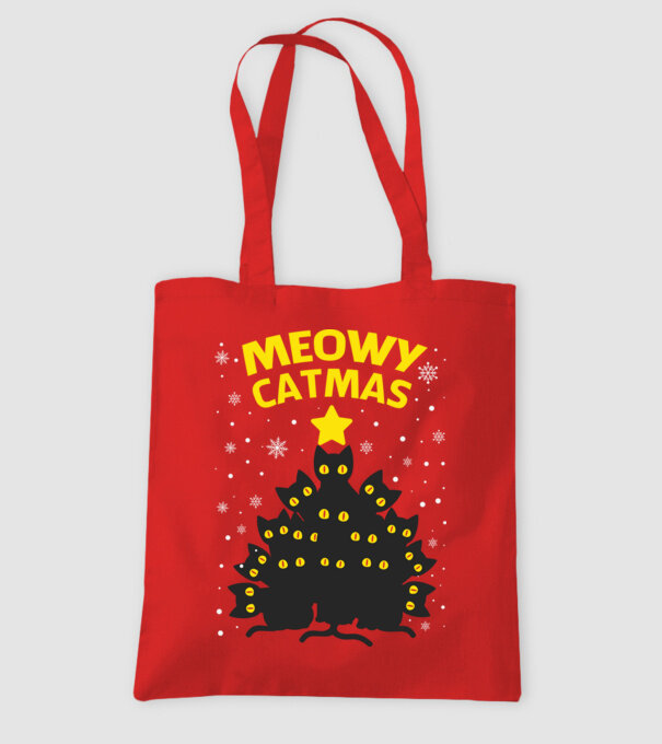 Meowy catmas black model roșu pe tricou