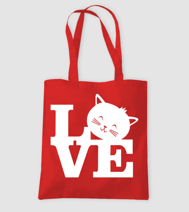 Love Pisică model roșu pe tricou