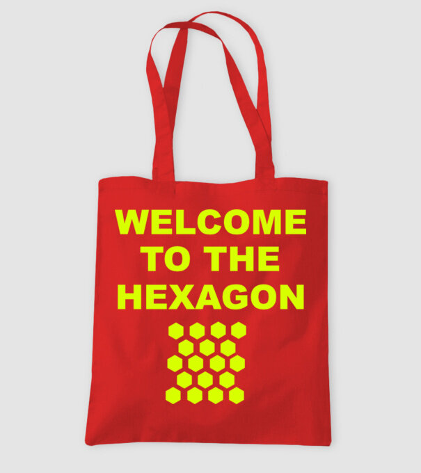 Welcome to the hexagon model roșu pe tricou