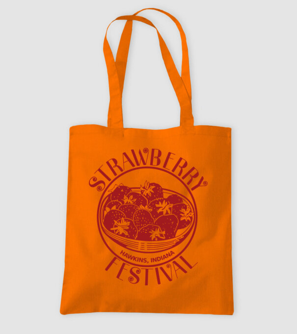 strawberry festival stranger things model portocaliu pe tricou