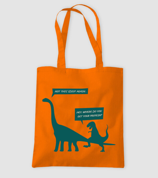 idiot dinosaur vegan model portocaliu pe tricou