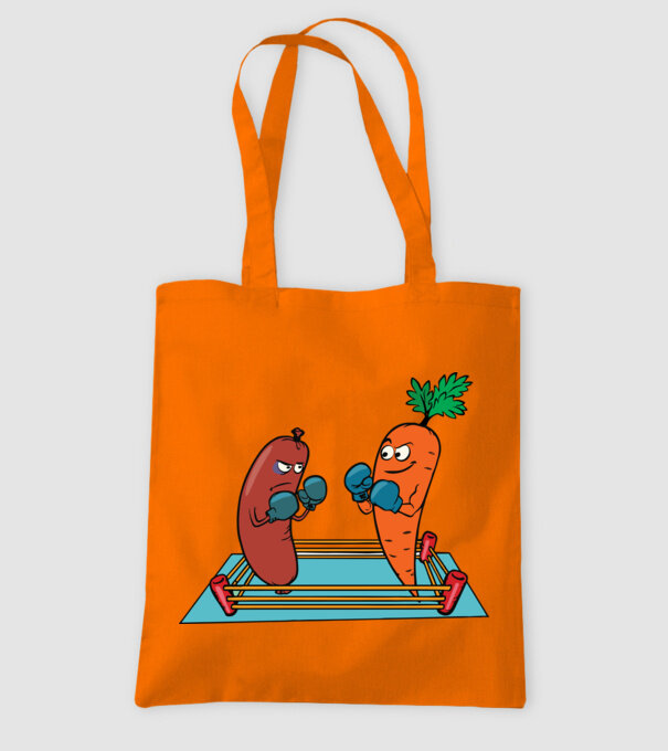 sausage vs carrot model portocaliu pe tricou