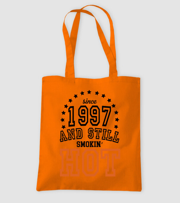 'Since and still smokin'' hot - 1997' model portocaliu pe tricou