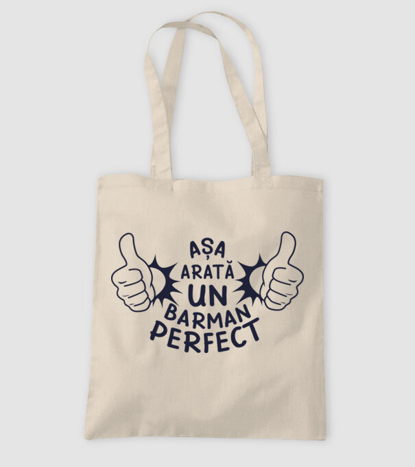 Așa arată un BARMAN perfect model nisipiu pe tricou
