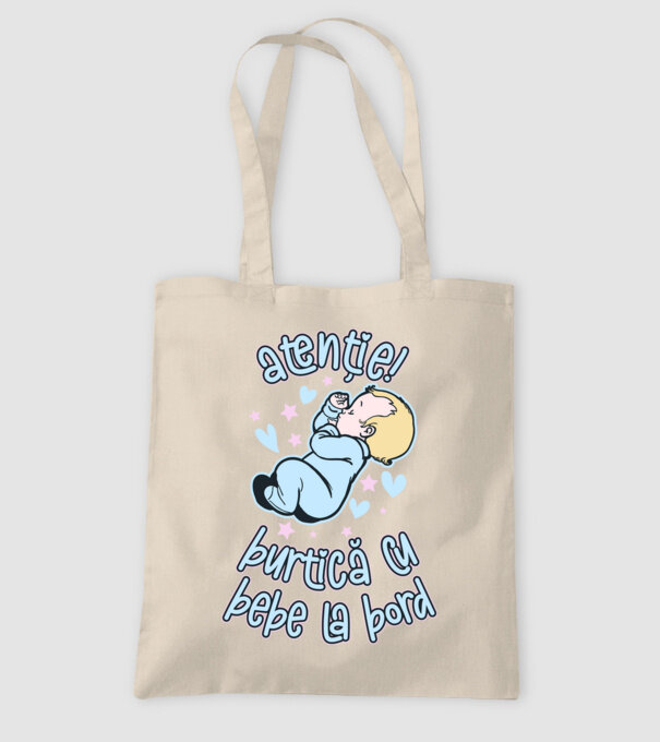 atenție! burtică cu bebe la bord model nisipiu pe tricou