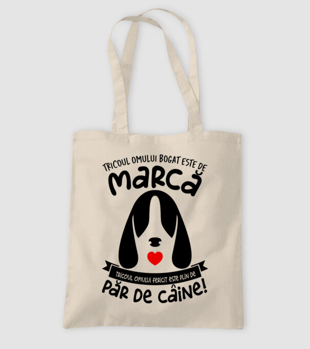 tricoul omului bogat este de marcă, tricoul omului fericit este plin de păr de câine model nisipiu pe tricou
