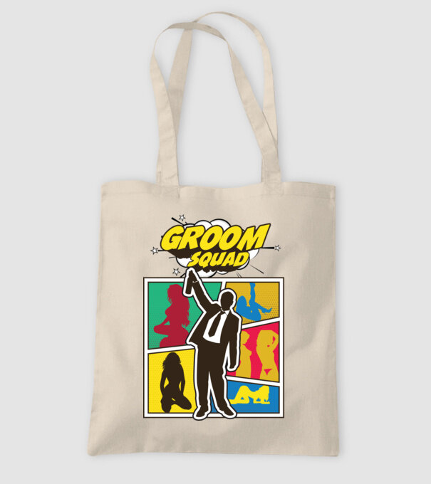 Comic Groom Squad model nisipiu pe tricou