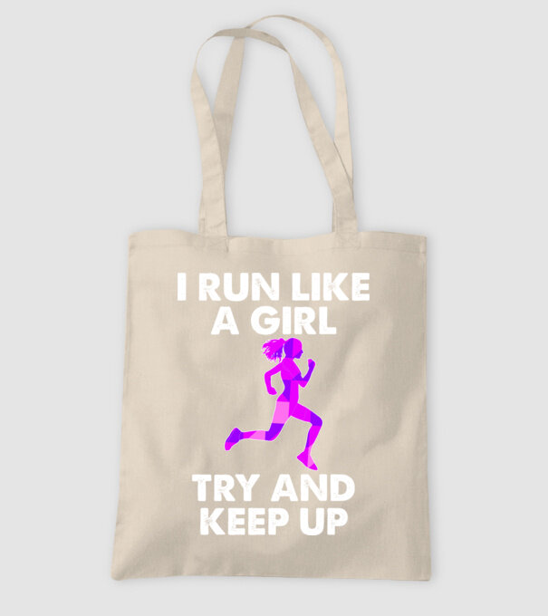I run like a girl model nisipiu pe tricou