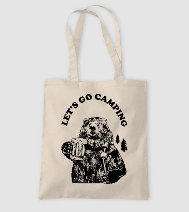 Lets go camping model nisipiu pe tricou