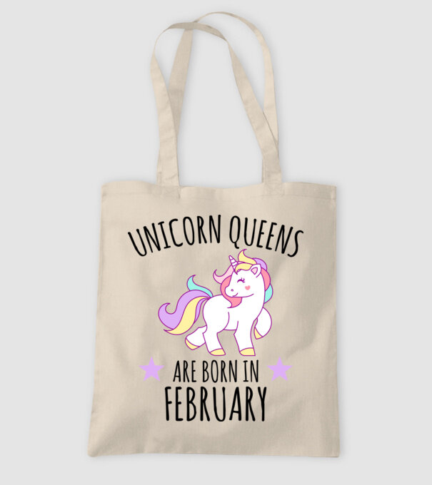 Unicorn queens are born in - February model nisipiu pe tricou